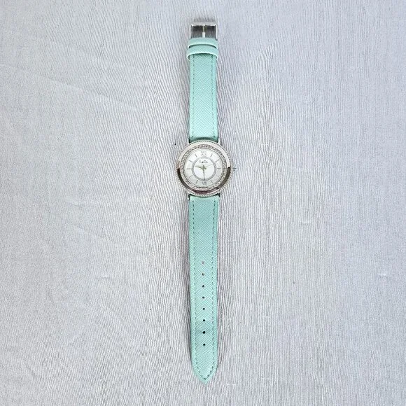 L & Co. Rhinestone Watch | Seafoam Green Band | Silver Crystal Bezel | NWOT - Picture 5 of 15